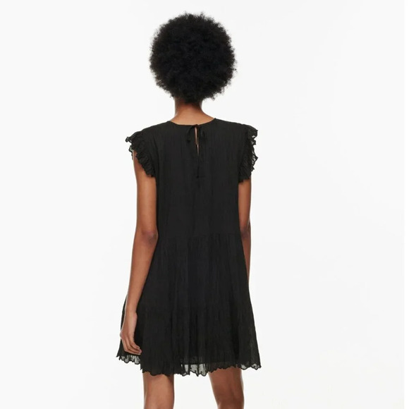 Aritzia Wilfred La Boheme Sidonie Ruffled Scalloped Dress Black Size Large - Picture 2 of 8
